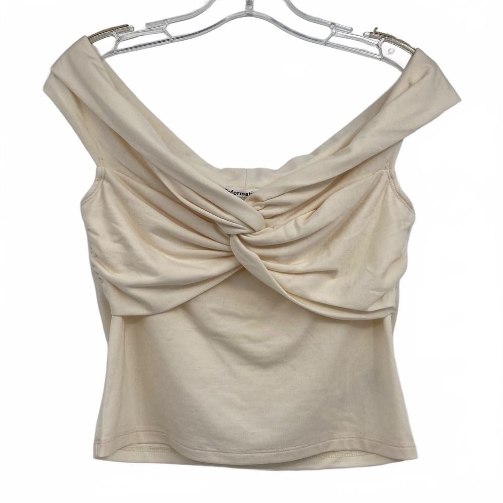 Reformation Cream Off The Shoulder Twist Top | Lyocell & Spandex M